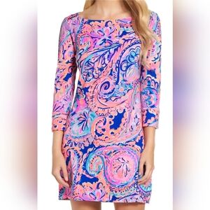 Lilly Pulitzer Size XL Sophie Dress 50+ UPF. Blue Current Drop Me A Line ❤️ EEUC
